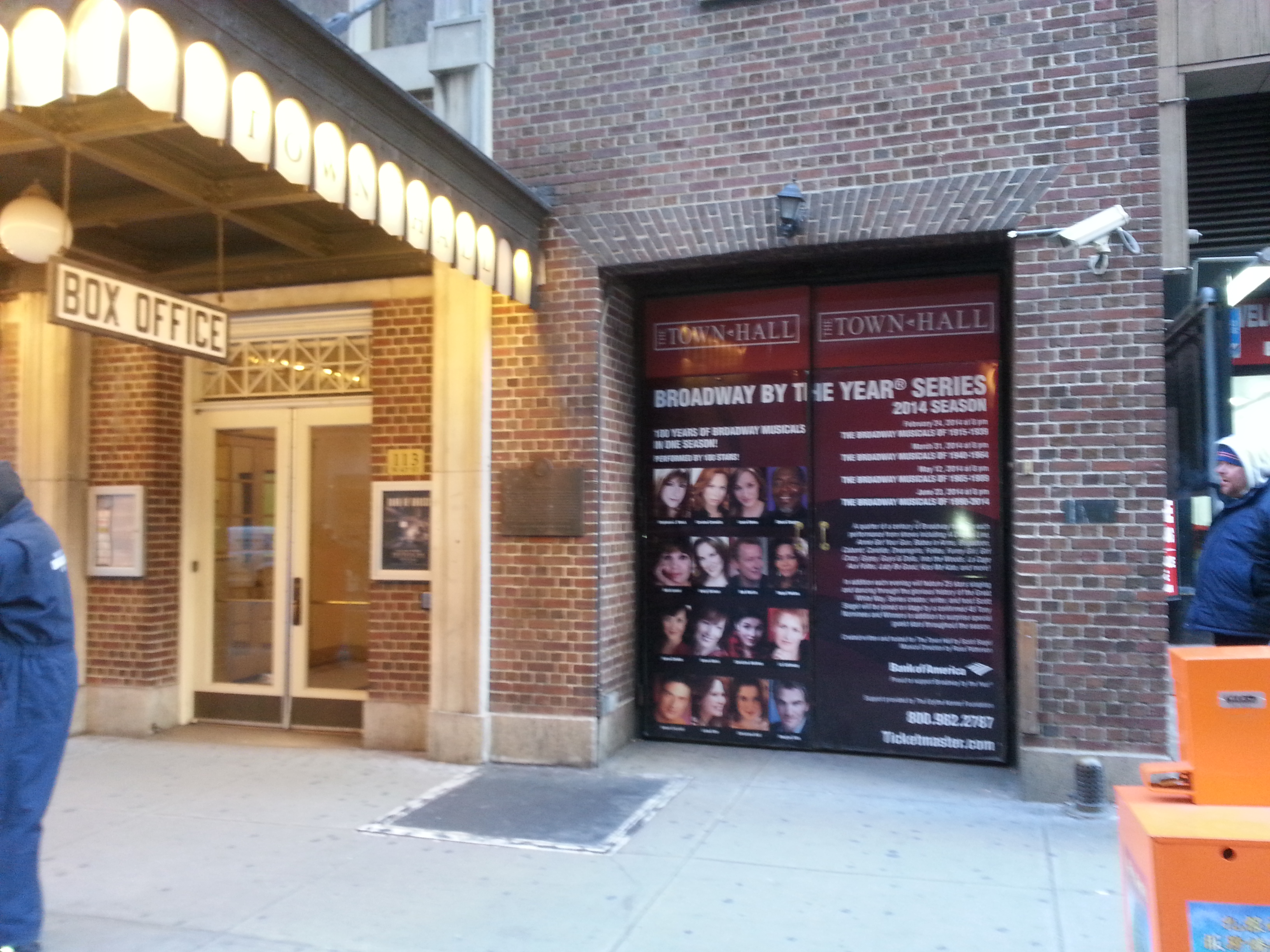 The Town Hall load-in doors beside the box office entrance