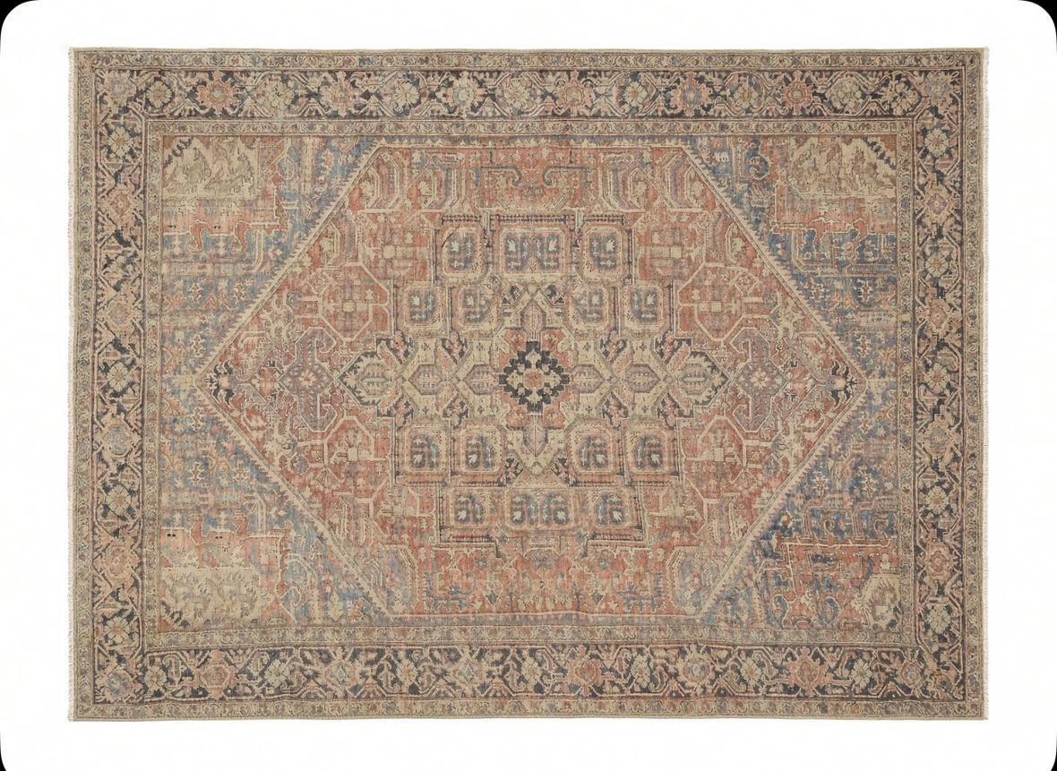 Rug 1, a faded red, blue and cream Heriz-style area rug, available at The Town Hall