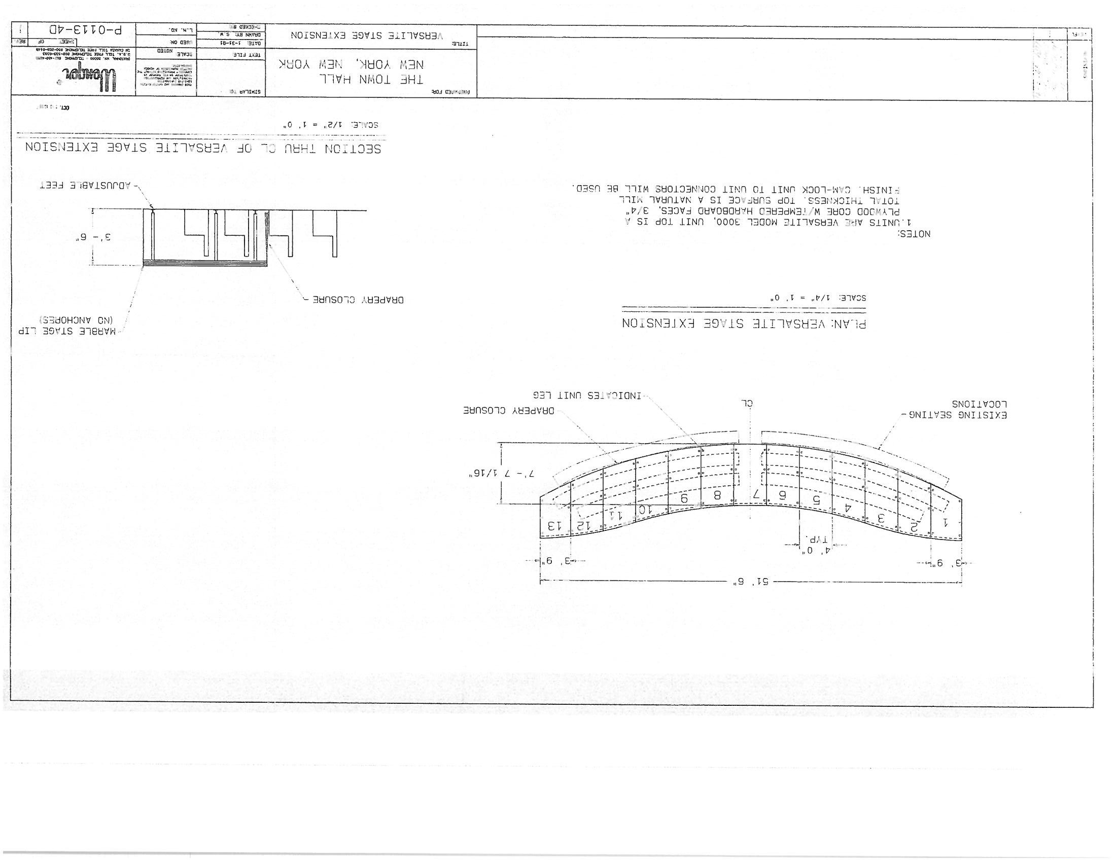Technical plan for the Town Hall stage extension